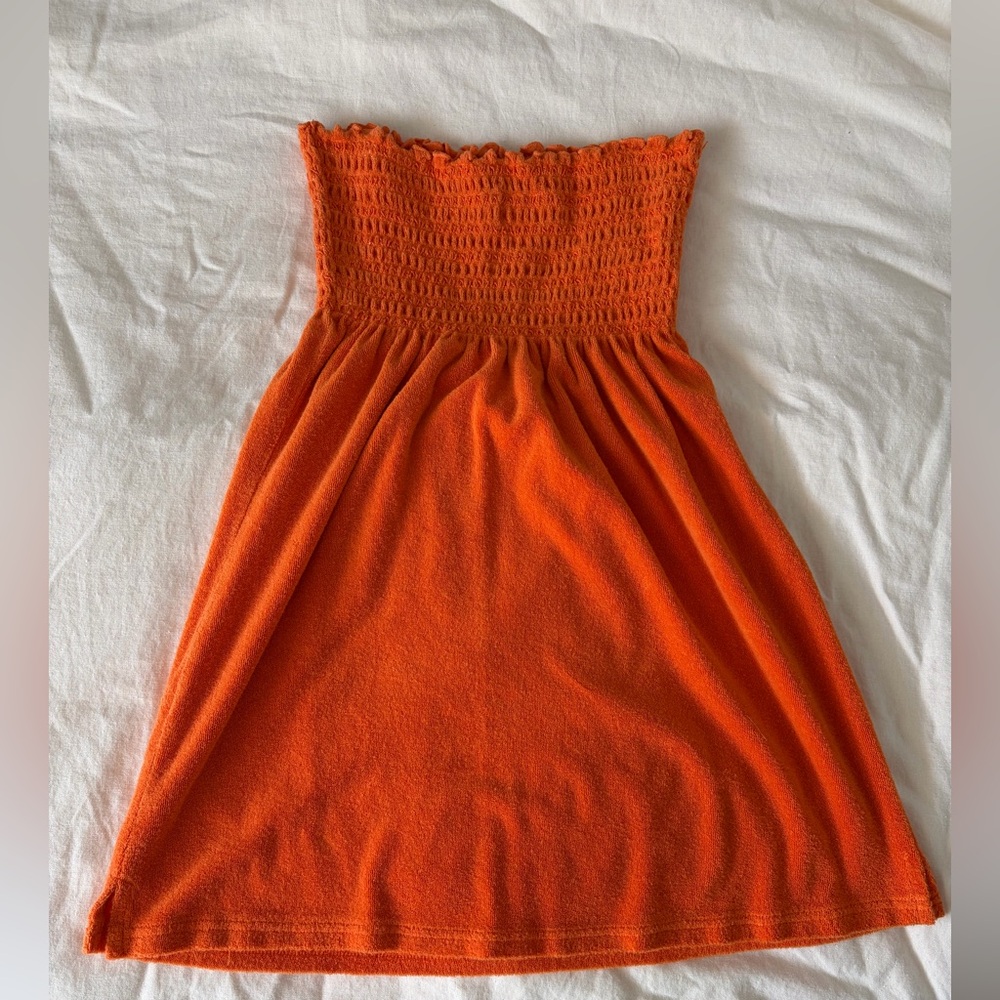 Juicy Couture Orange Strapless Smocked Tube Dress